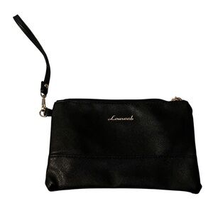 Loveook Wristlet Black Textured Vegan Leather Gold Hardware Inside Zipper Pocket
